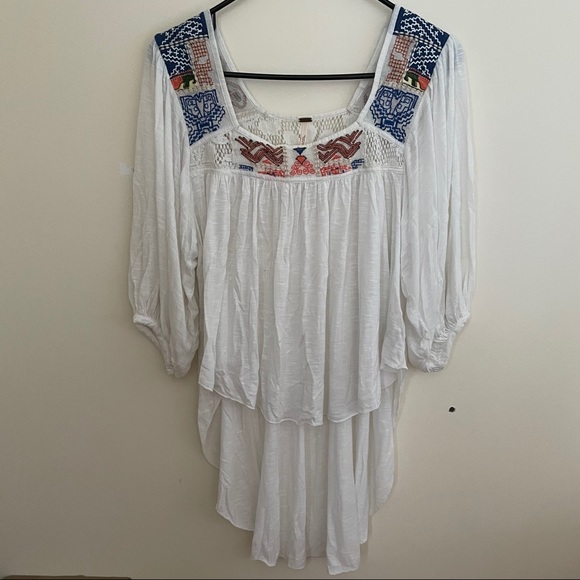 Free People High Low Embroidered Blouse - Picture 3 of 6